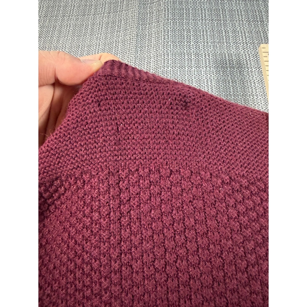 Polo Ralph Lauren Golf Sweater Mens L Maroon Cotton Waffle Knit V Neck Warm Wear - Picture 4 of 4